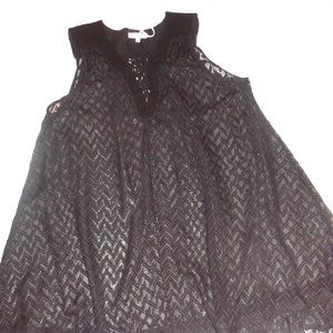 Blouse NWT sleeveless top sheer black chiffon see-through summer tunic